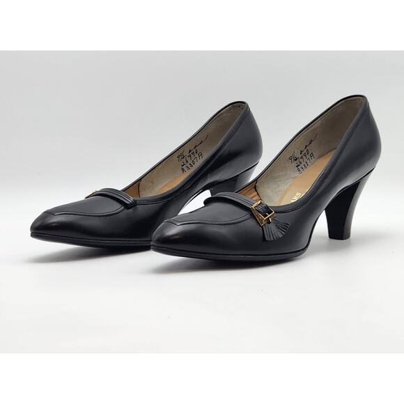 Saks Fifth Avenue Womens 'Fenton Last' Classic Black Leather Platform Pumps 9.5 - Picture 2 of 12